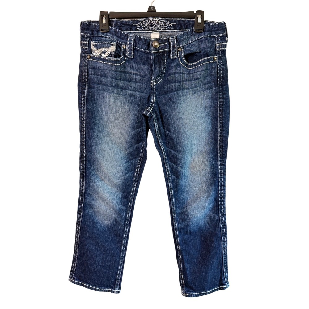 Maurices Premium Capri Jeans 9/10 Mid Rise Embellished Pockets